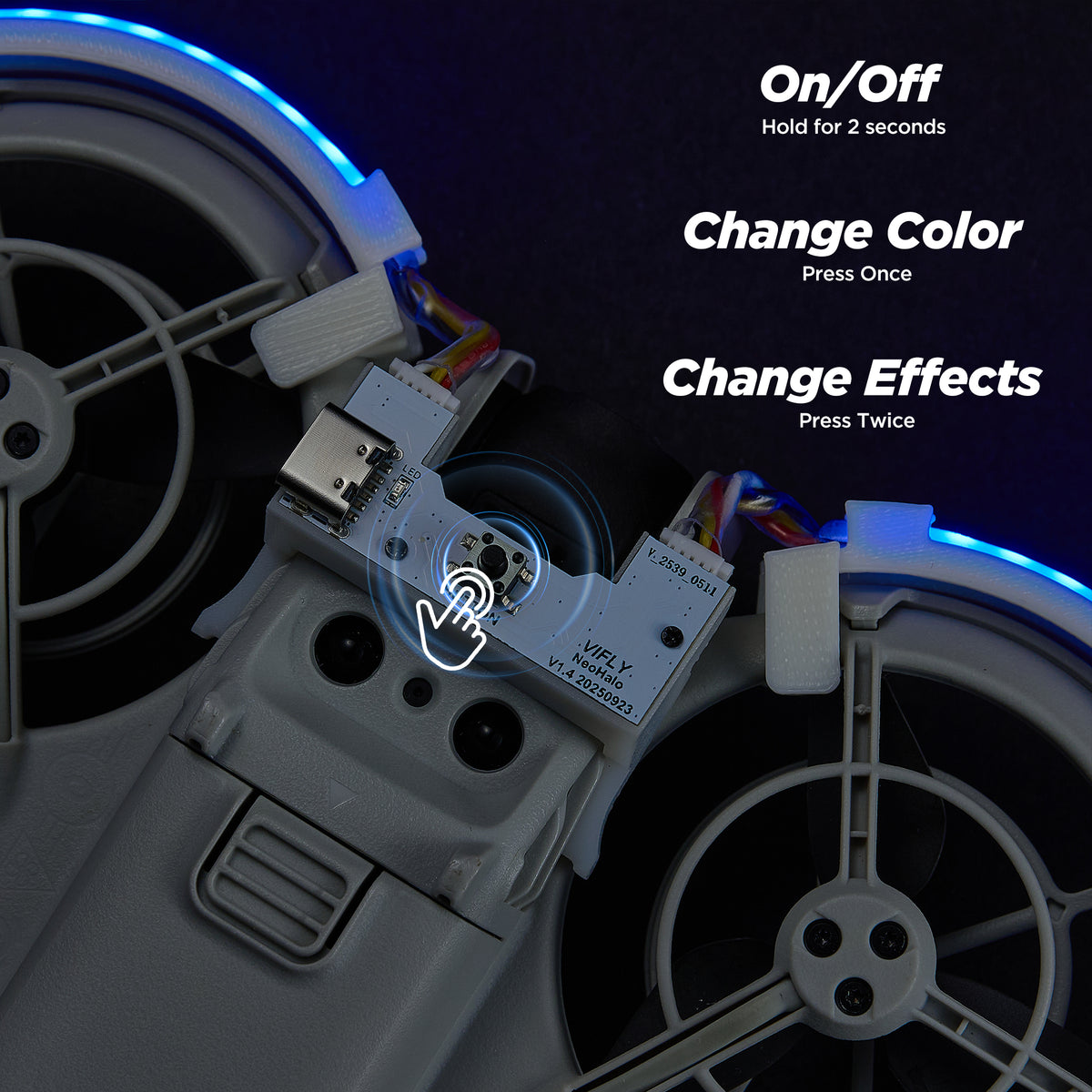 VIFLY NeoHalo LED Light Strip for DJI Neo, Multi-Color Dynamic Modes Brings Epic Night Flight Shows