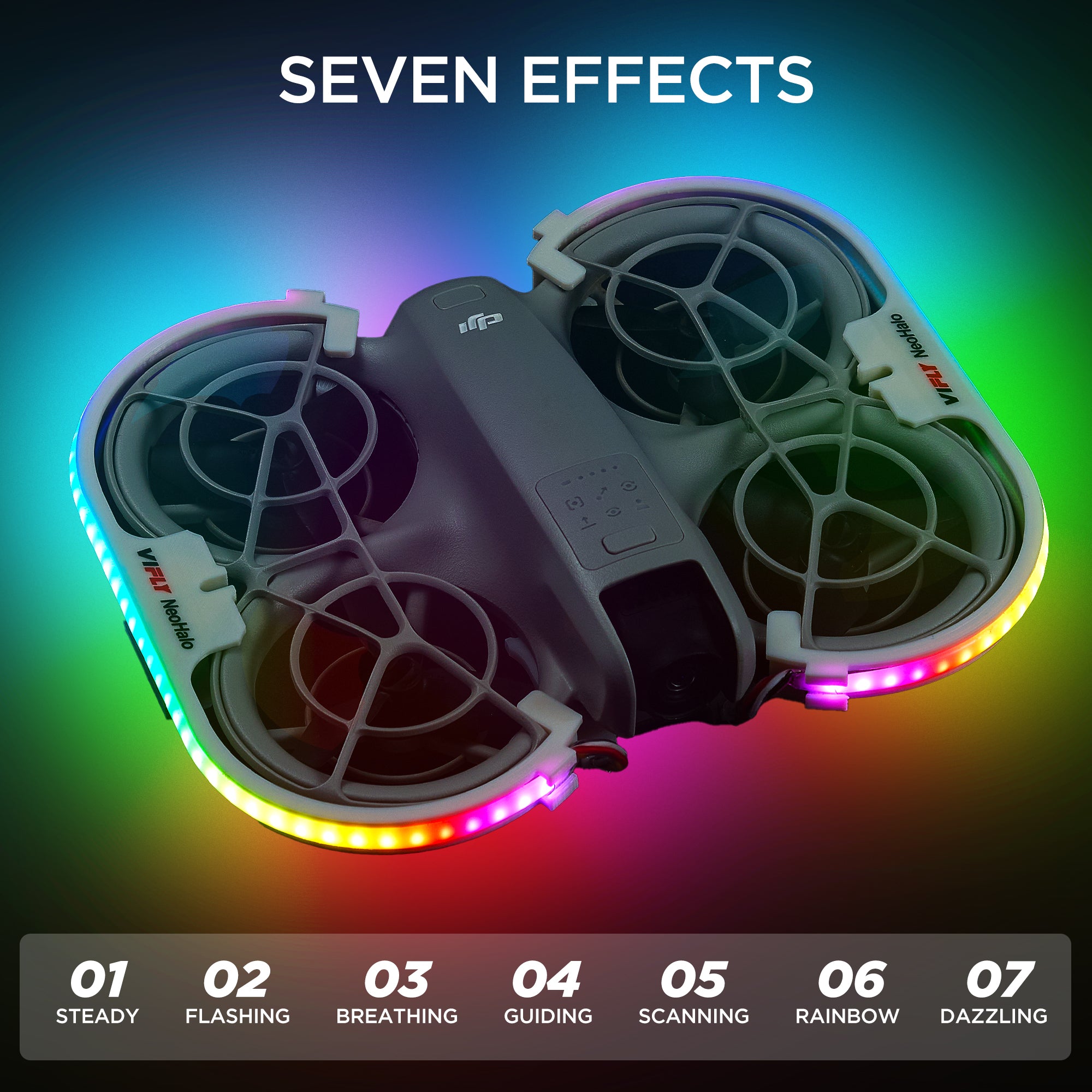 VIFLY NeoHalo LED Light Strip for DJI Neo, Multi-Color Dynamic